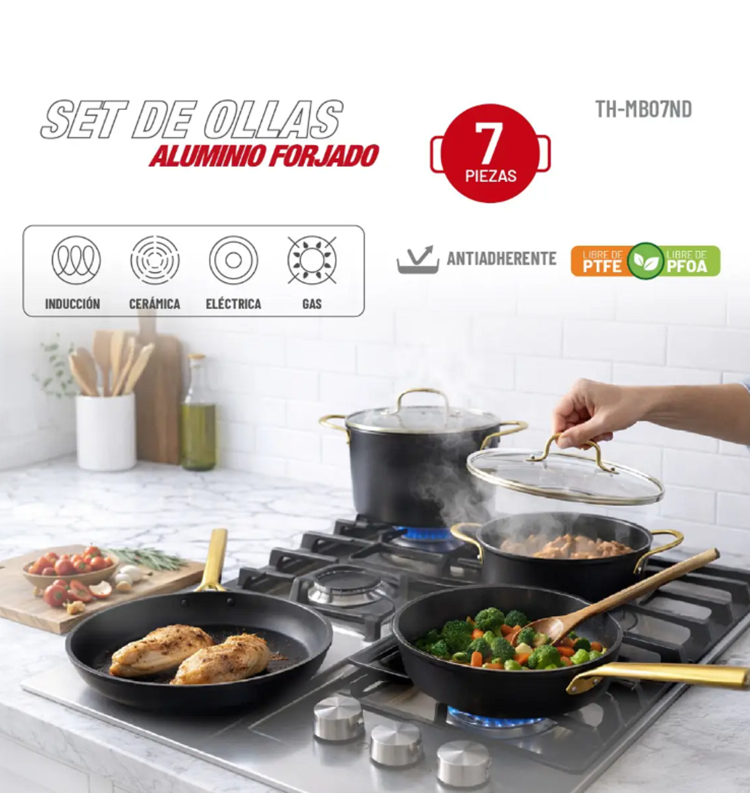 Batería de cocina Aluminio Forjado 7pzas Thomas-7