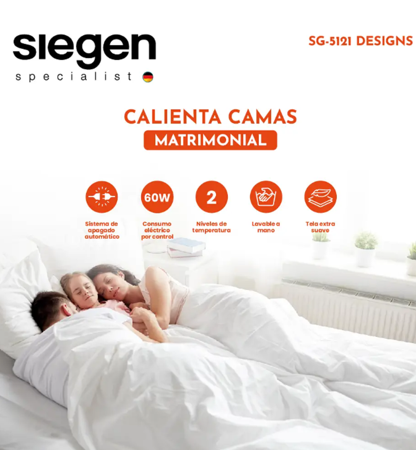 Calientacama Matrimonial SIEGEN SG-5121D2-3