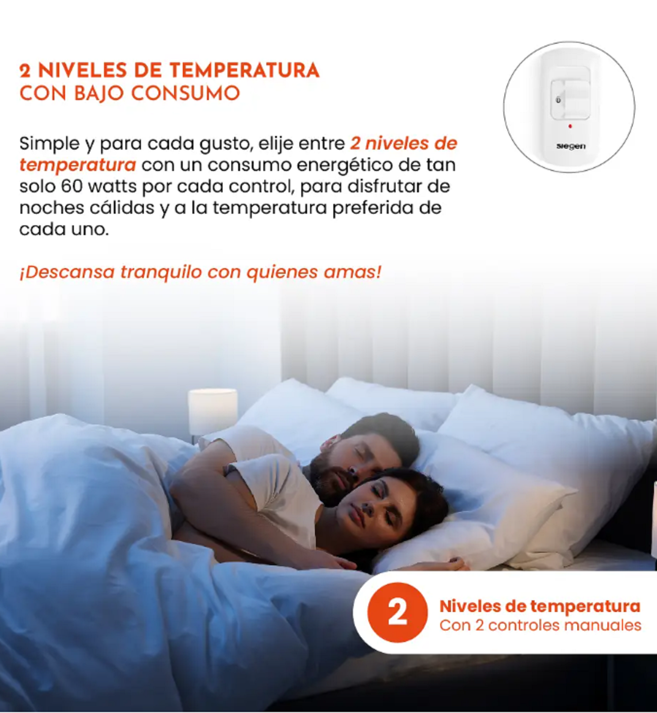 Calientacama Matrimonial SIEGEN SG-5121D2-4