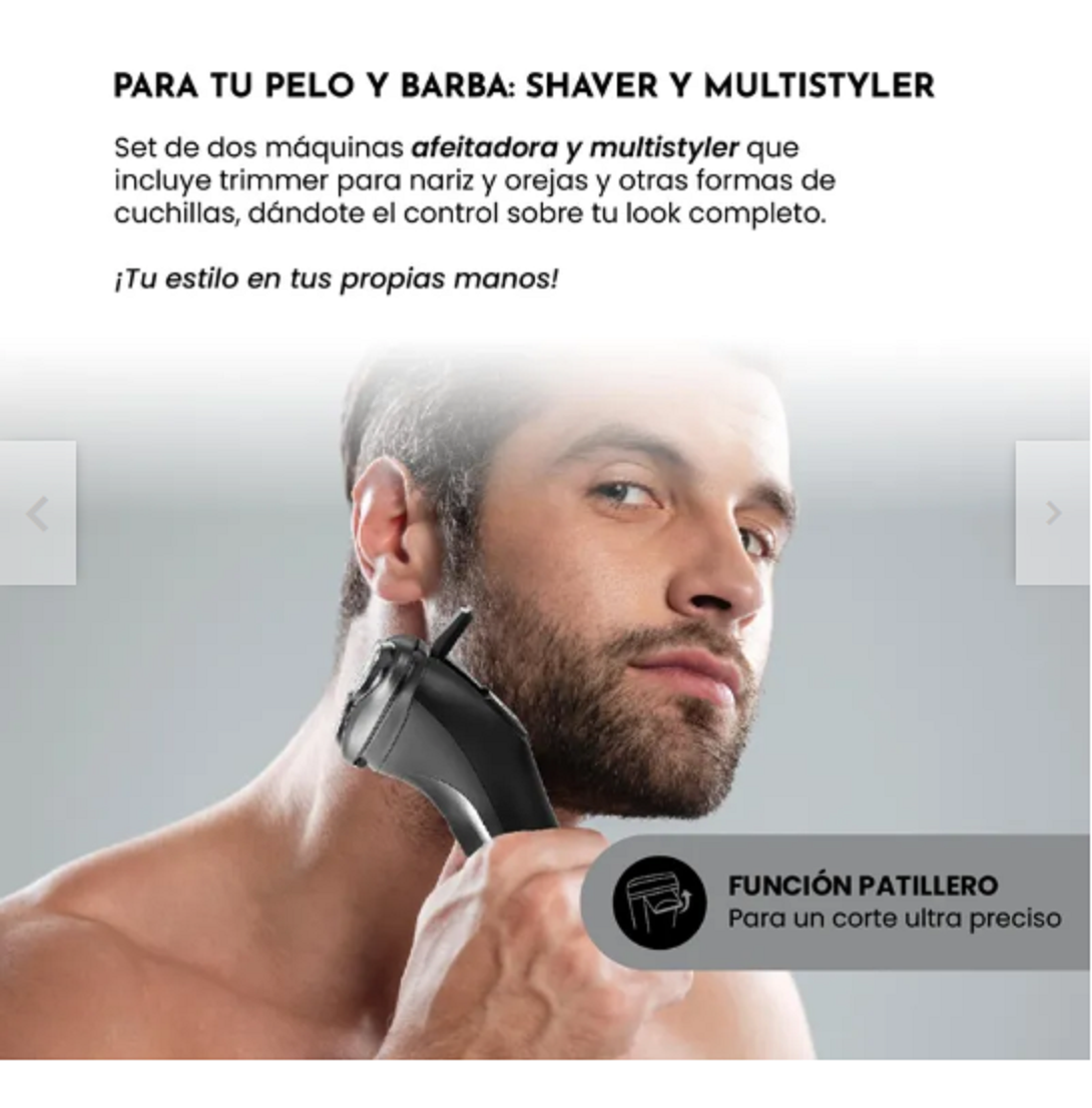 Set Cortapelos y Afeitadora  4 en 1 con Base SIEGEN SG-8440C01-5