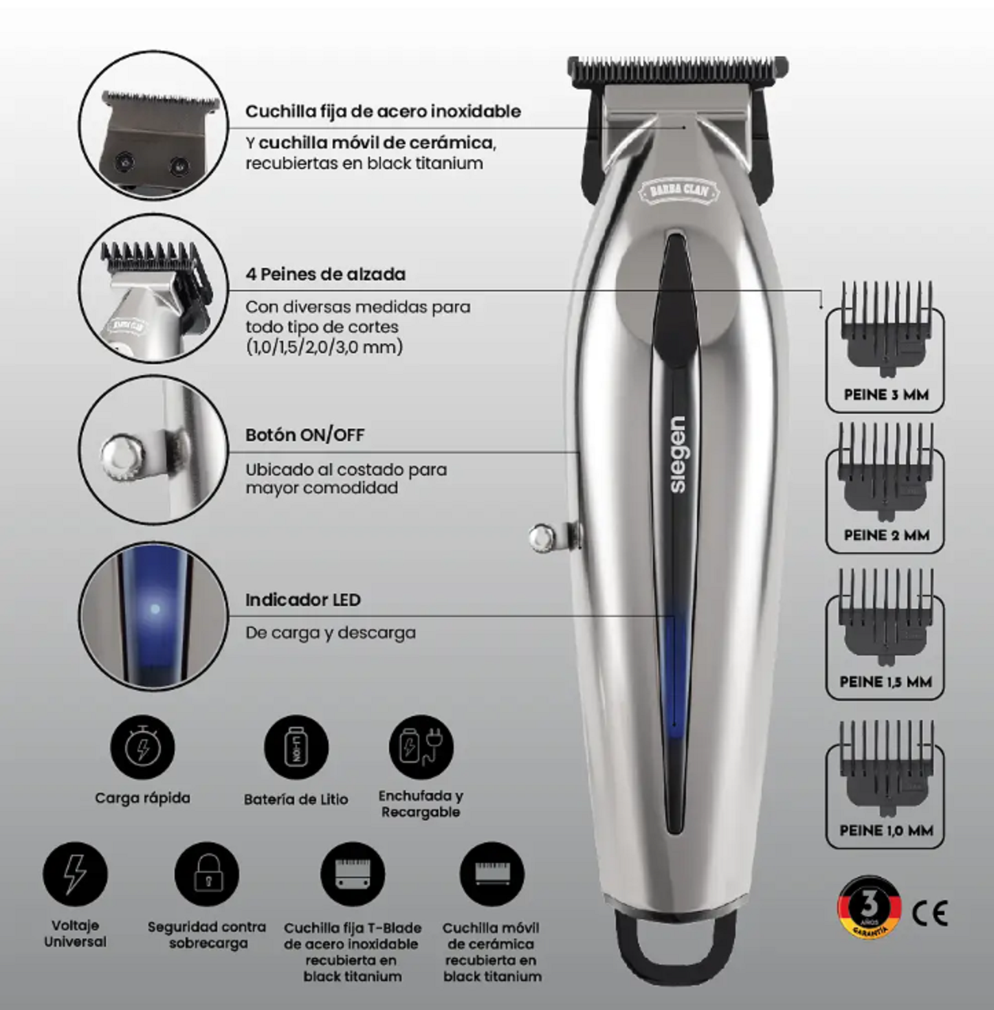 Corta pelo Trimmer SIEGEN SG-8605-6