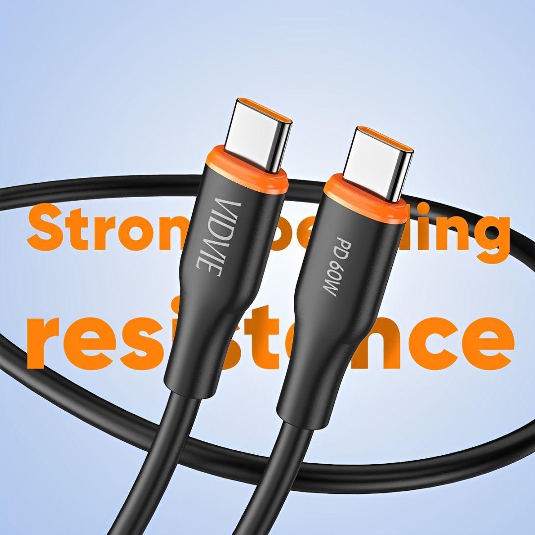 Cable Usb Tipo C a Tipo C 60w Datos Y Carga Rapida Vidvie 100cm-2