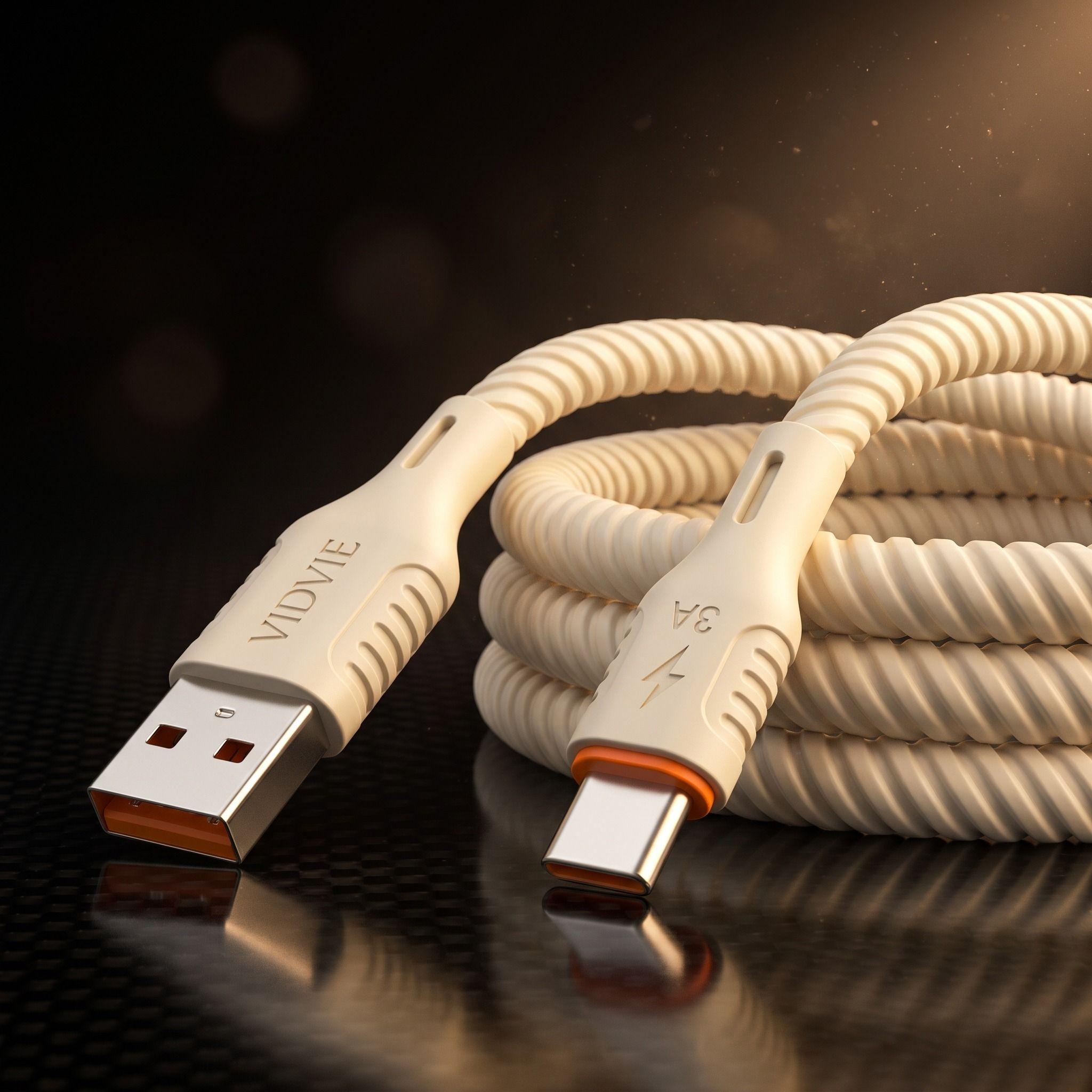 CABLE DE CARGA RÁPIDA USB-A A TIPO C 3A VIDVIE - SILICONA LÍQUIDA ULTRA RESISTENTE-4