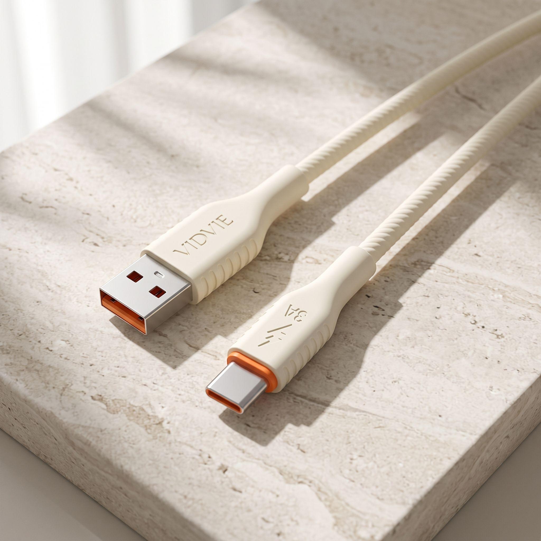 CABLE DE CARGA RÁPIDA USB-A A TIPO C 3A VIDVIE - SILICONA LÍQUIDA ULTRA RESISTENTE-5