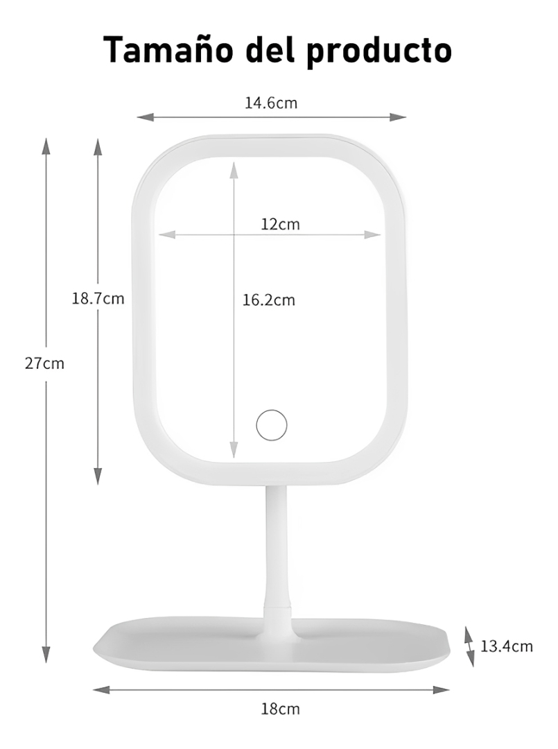 Espejo Luz Led Para Maquillaje Irm Recargable 3 Tonos De Luz-2