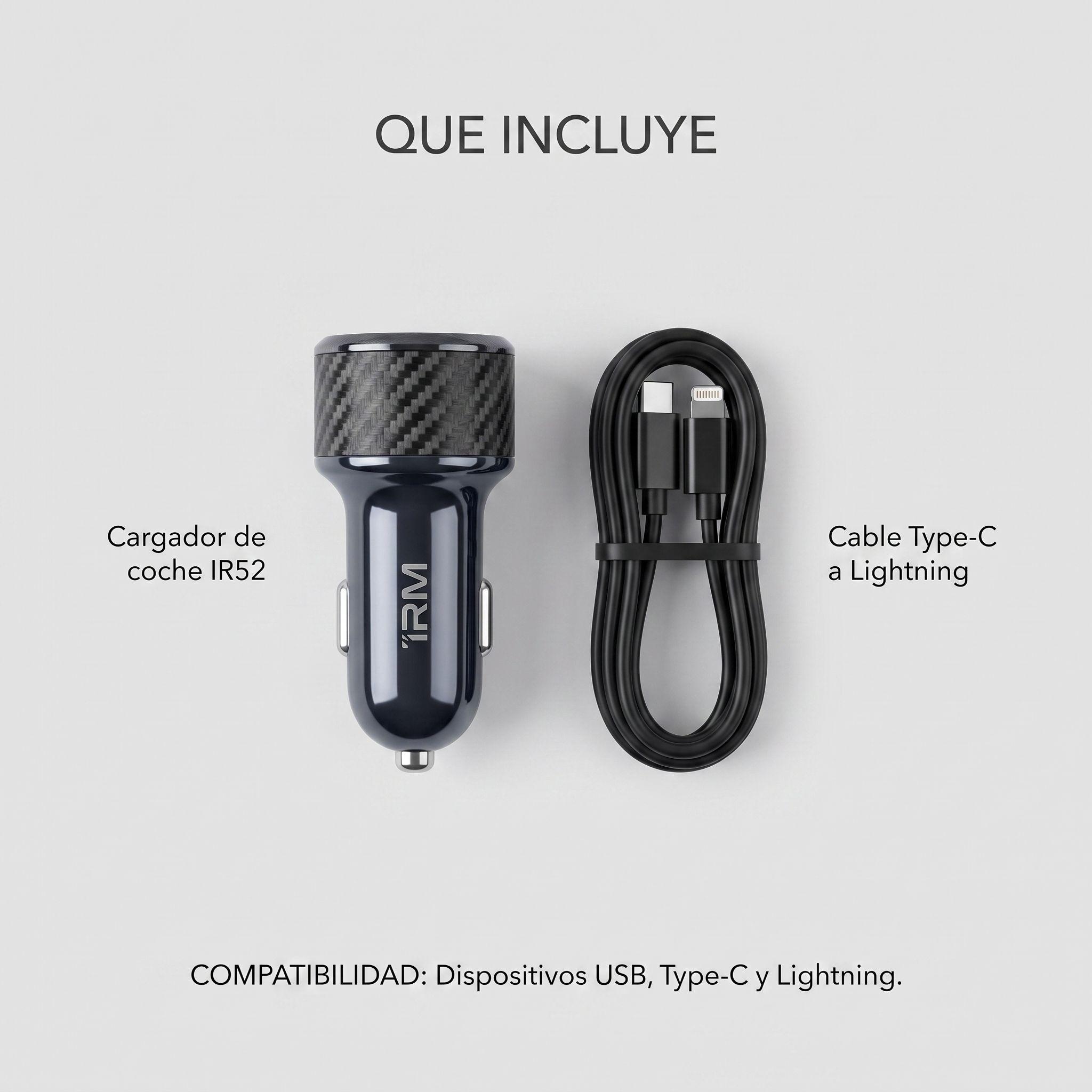 CARGADOR DE AUTO RÁPIDO DUAL IRM 45W + CABLE TYPE-C A LIGHTNING-7