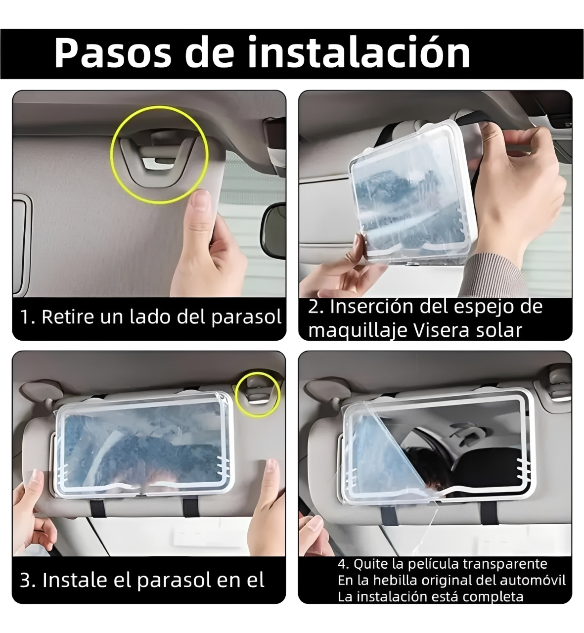 Espejo De Maquillaje con luz led para Visera de auto 3 Tonos-1