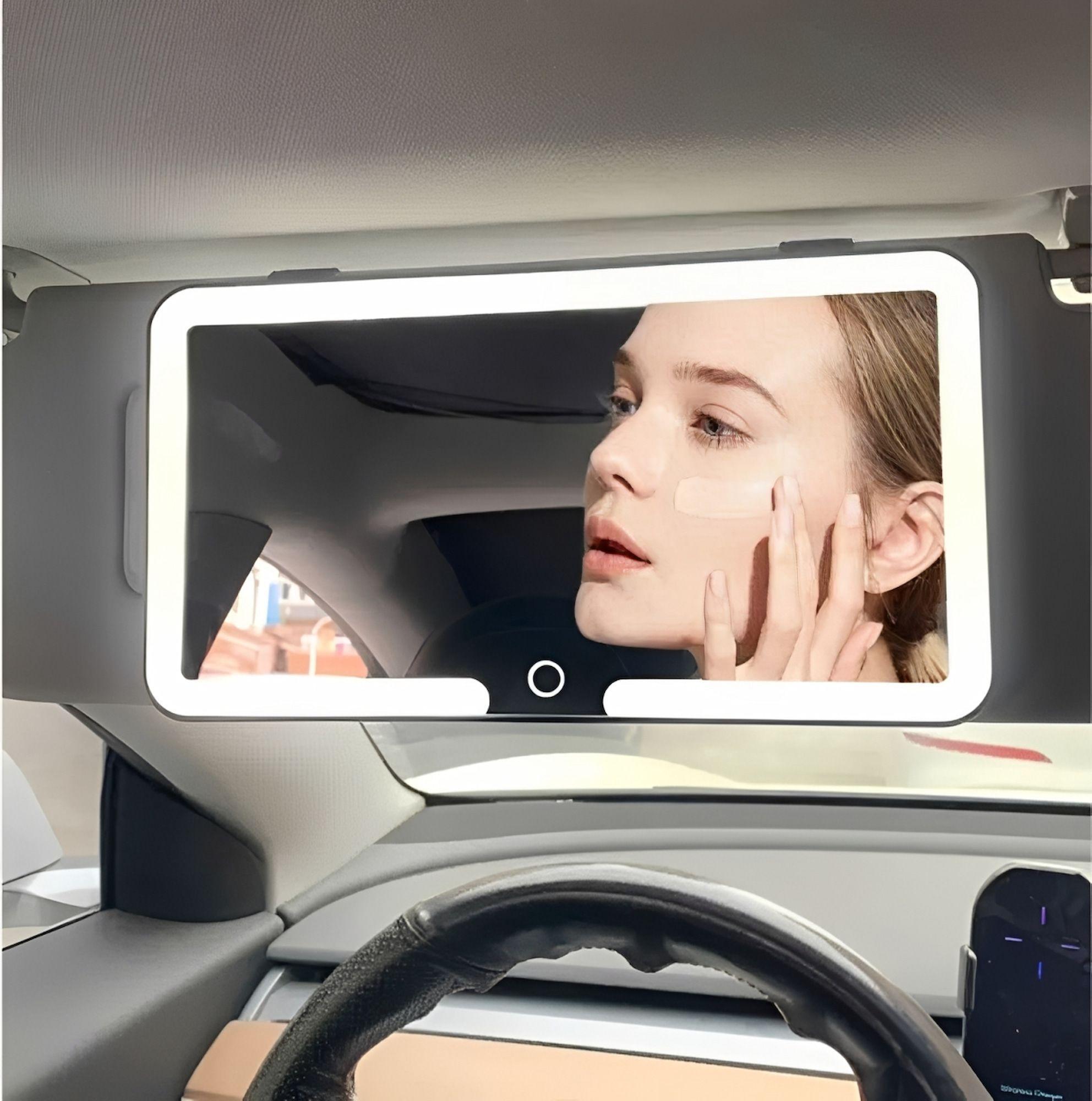 Espejo De Maquillaje con luz led para Visera de auto 3 Tonos-5