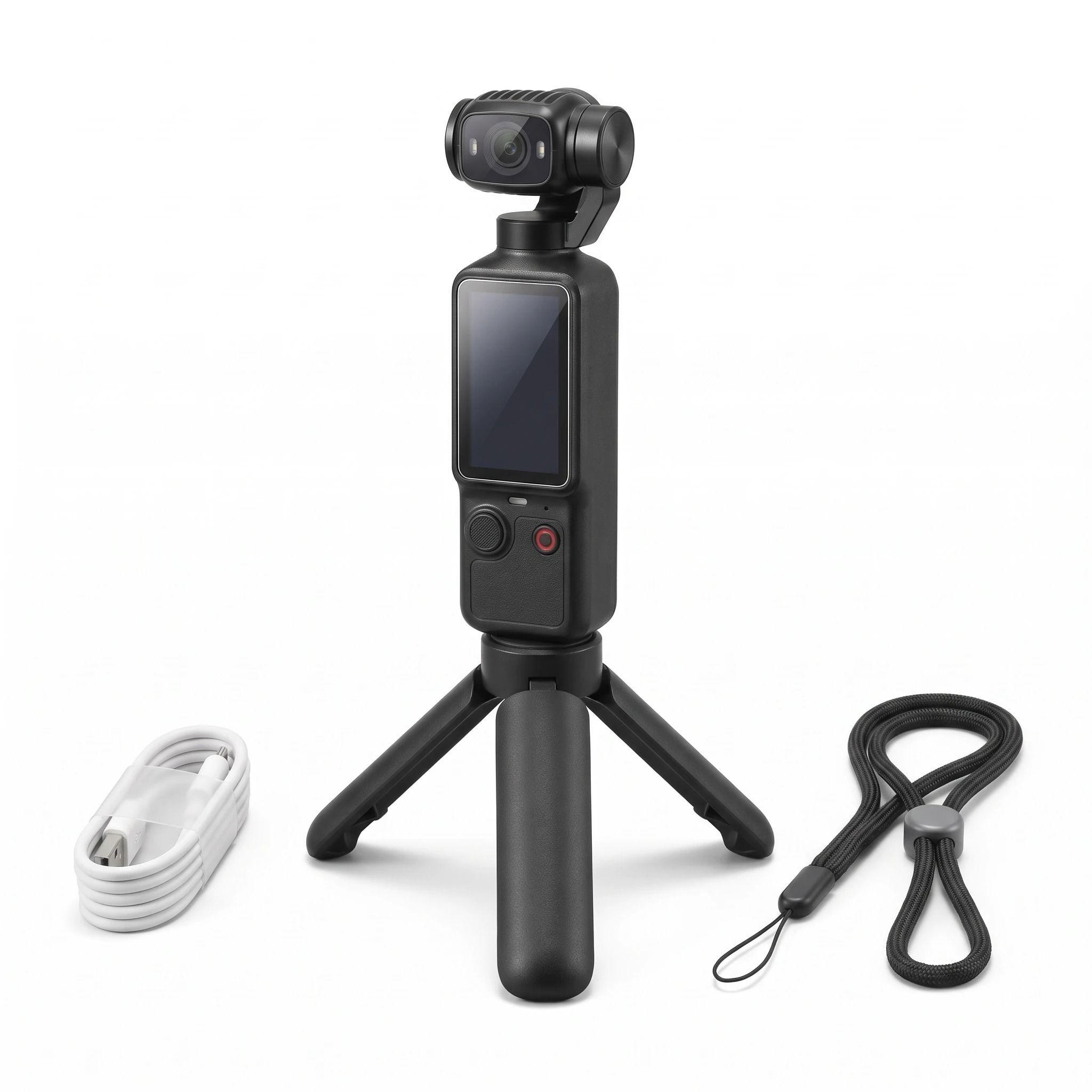 Cámara De Bolsillo 4K Cabezal Giratorio 360 Con Trípode-4