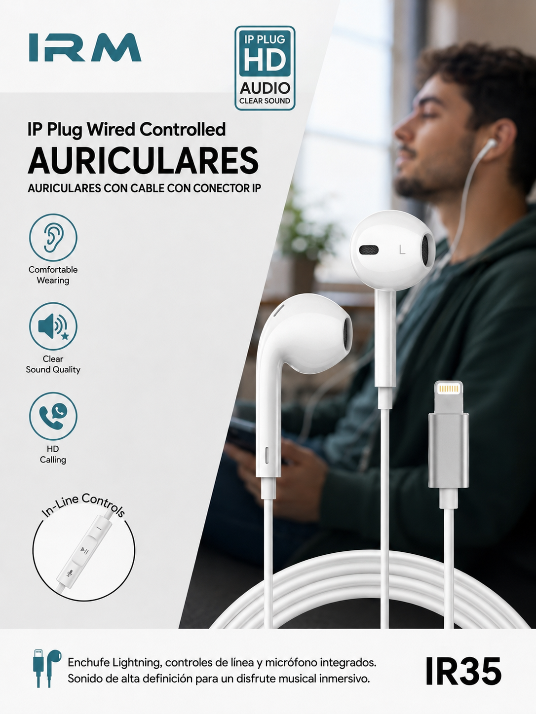 Audifonos Cable Lightning Ir35 IRM-2