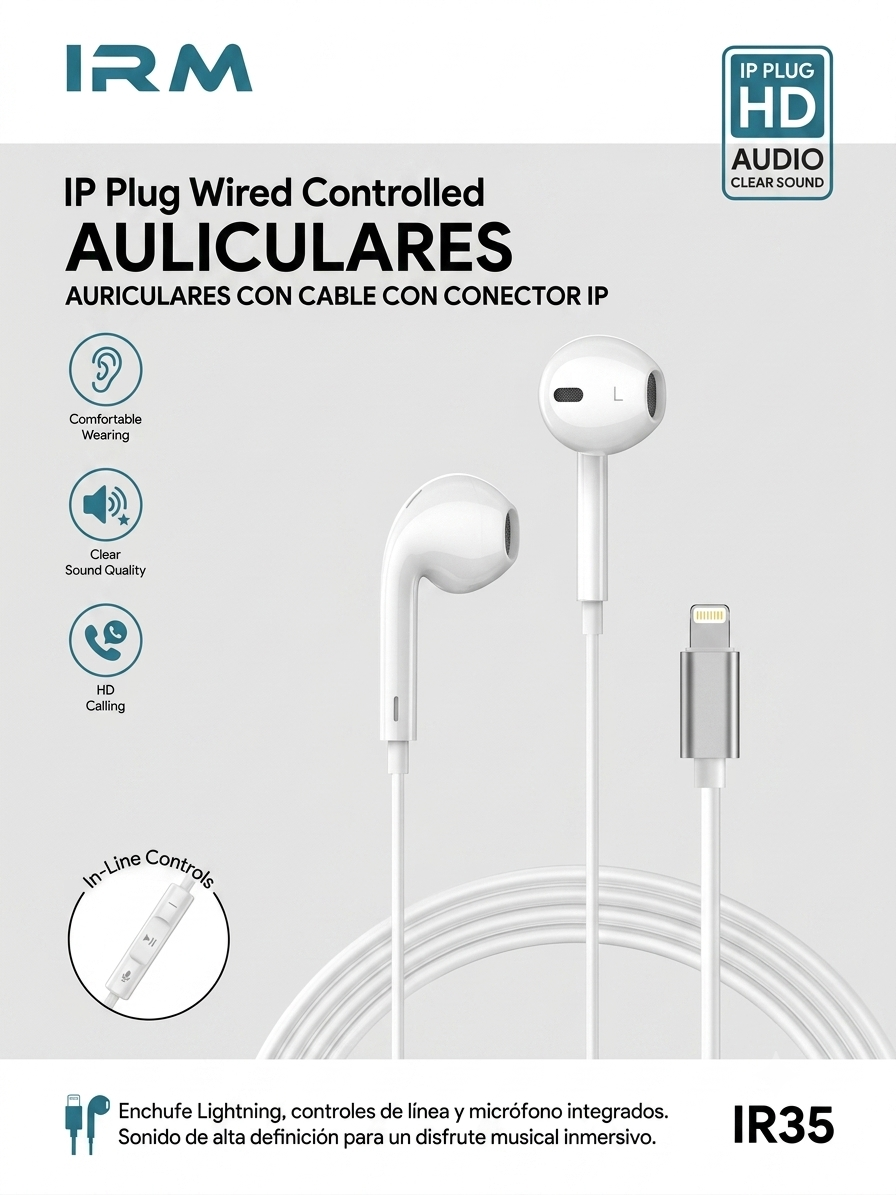 Audifonos Cable Lightning Ir35 IRM-3