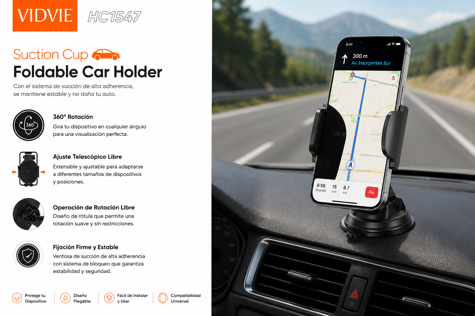 Soporte De Celular Para Auto Giratorio 360 Vidvie-2