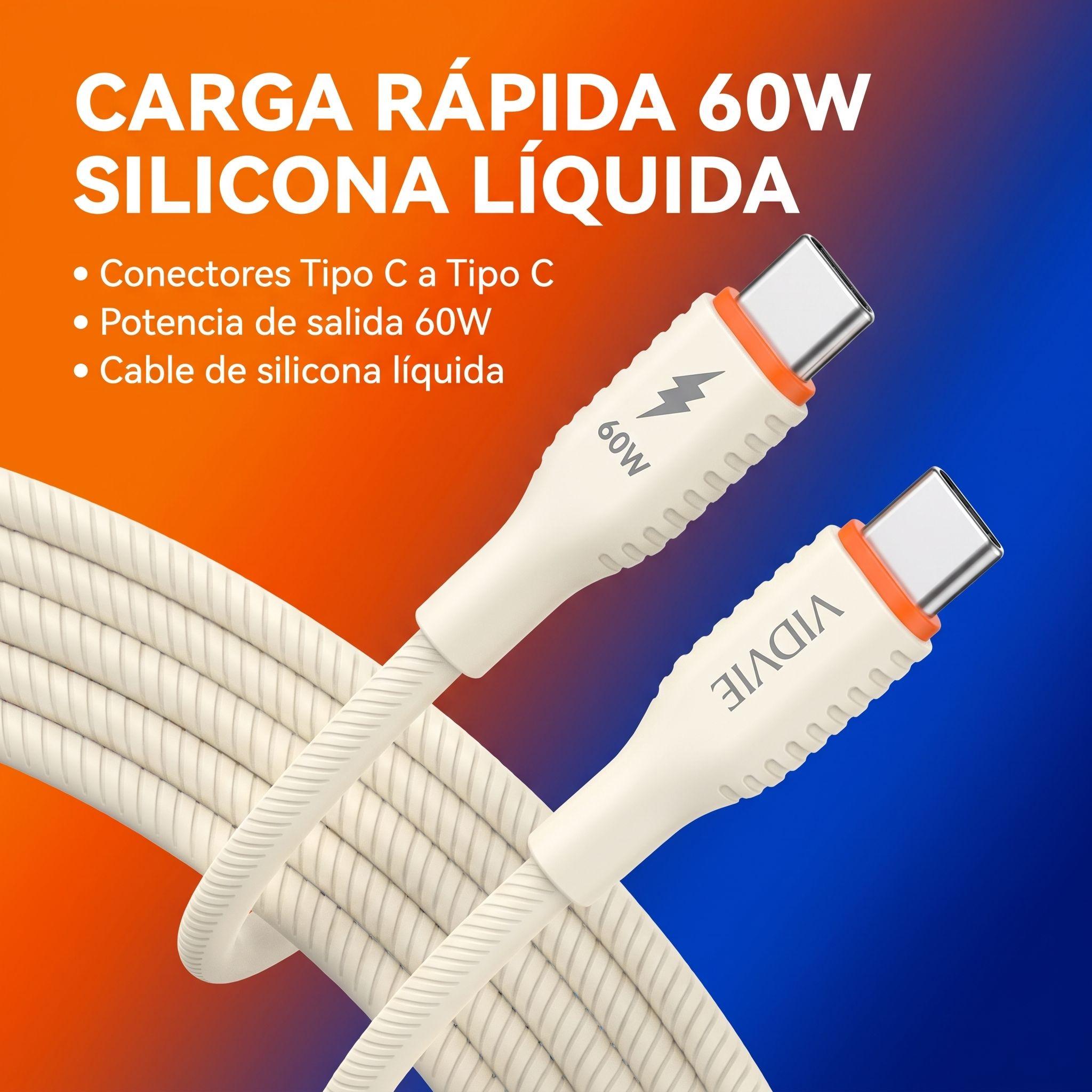 CABLE TIPO C A TIPO C 60W DE SILICONA LÍQUIDA VIDVIE-4