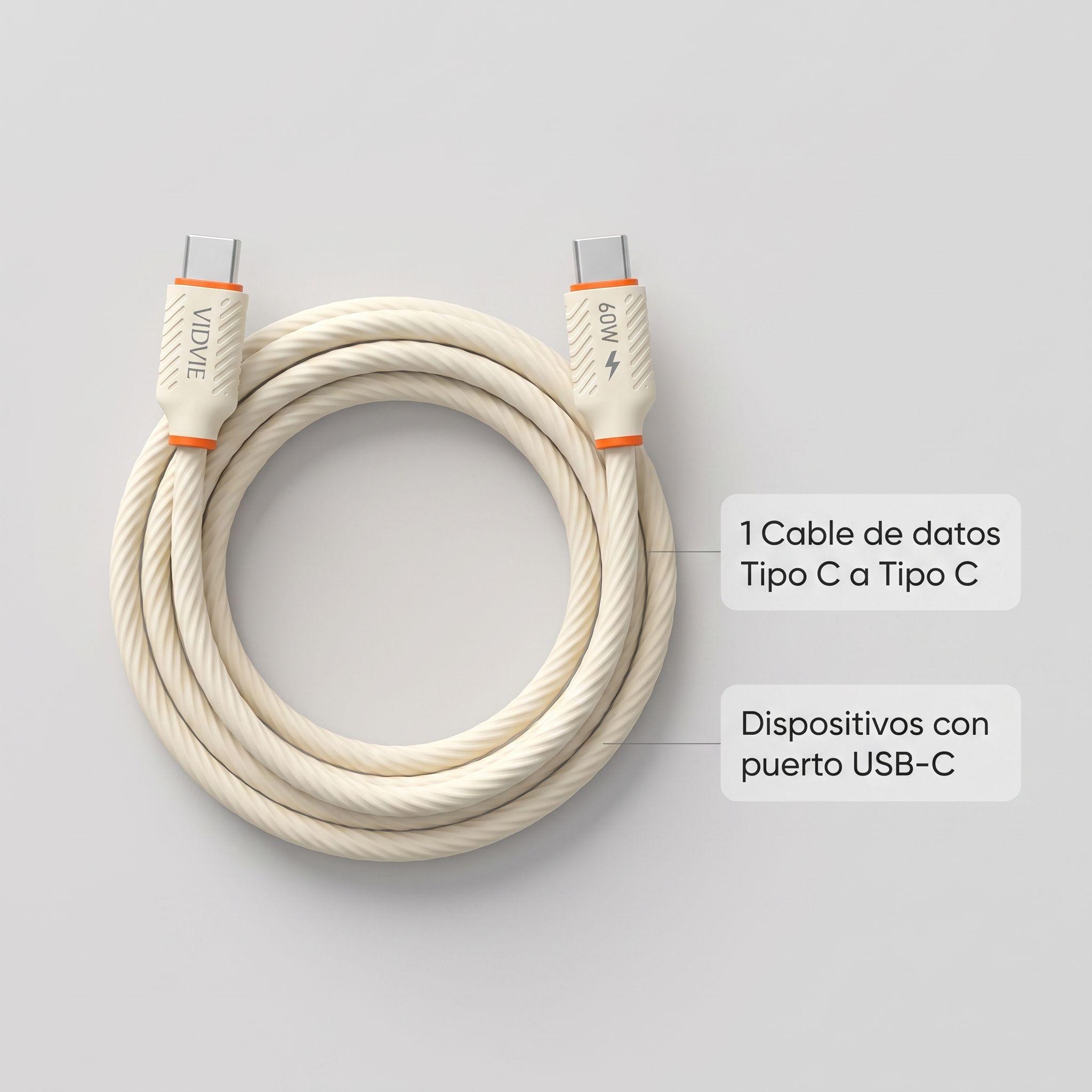 CABLE TIPO C A TIPO C 60W DE SILICONA LÍQUIDA VIDVIE-8