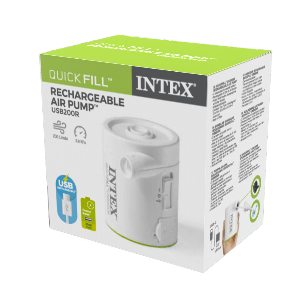 Inflador Eléctrico Recargable Intex USB QuickFill 200R  200 Lts/Min-8