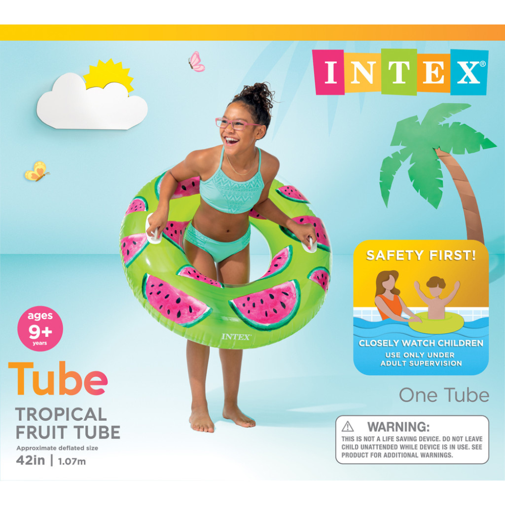 Flotador Inflable Redondo Intex con Sujetadores 107 Cm Sandía-2