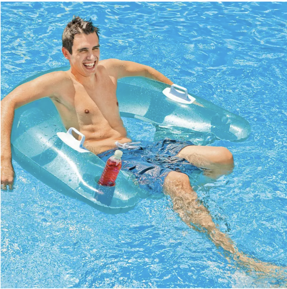 Asiento Flotante Inflable Sujetador 152x99 Cm Azul-2
