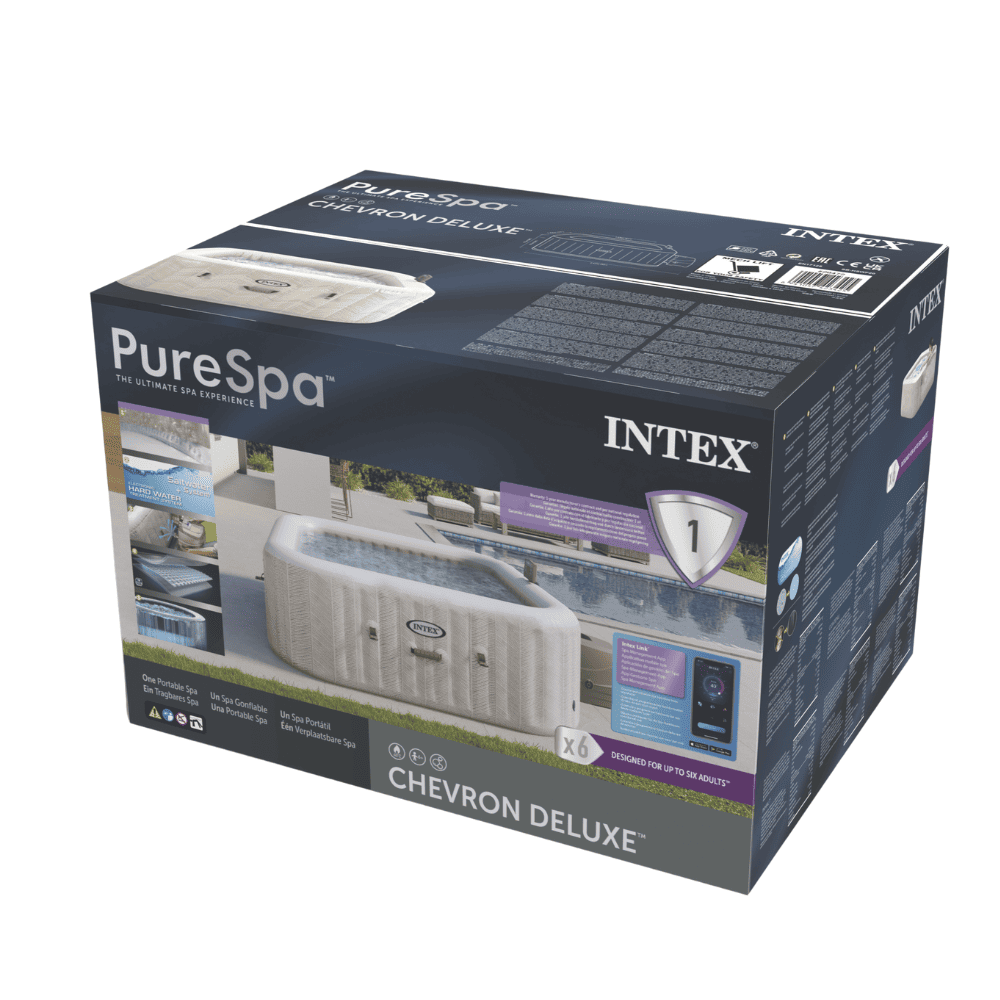 Spa Hot Tub Inflable Intex Chevron Deluxe Square Bubble Spa 6 Personas-6