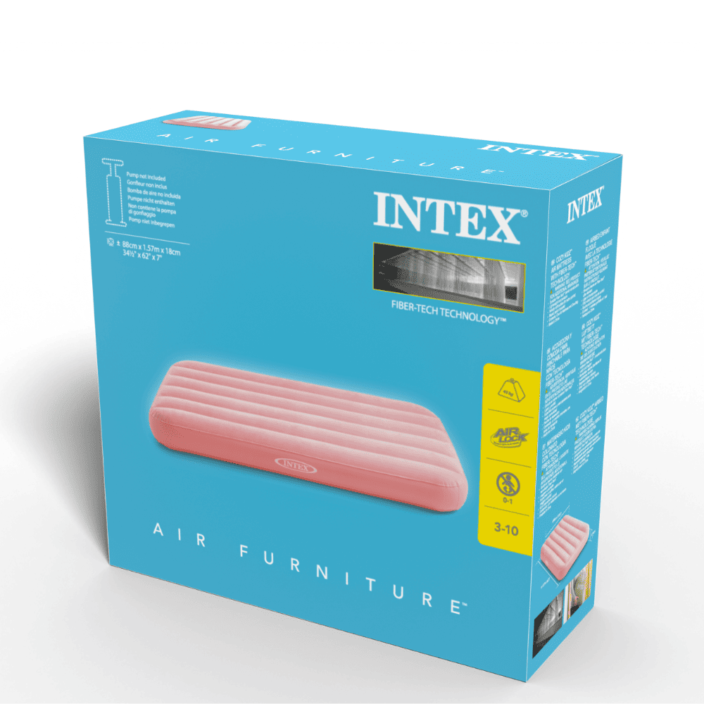 Colchón Inflable Intex 1 Plaza Niño 88x157x18 Cm Cozy Kidz Rosado-5