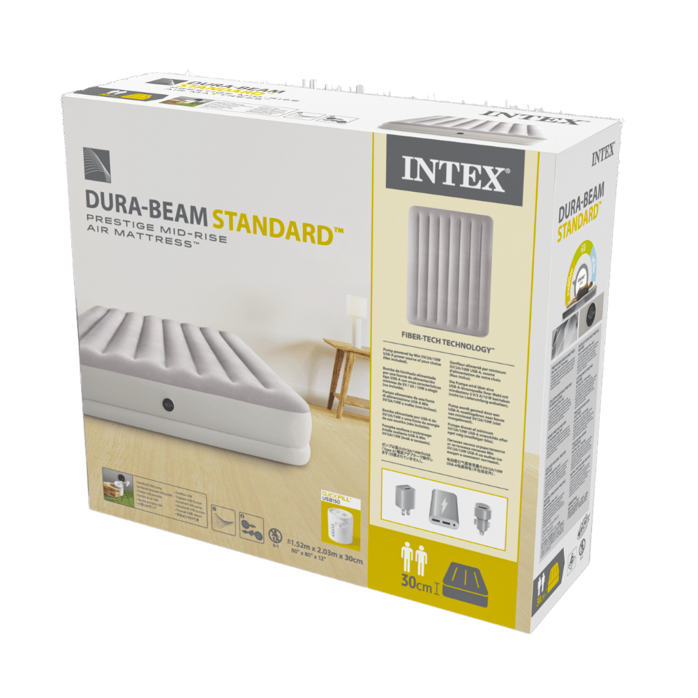 Colchón Inflable Intex 2 Plazas 152x203x30 Cm Prestige Mid-Rise + Inflador USB150-8