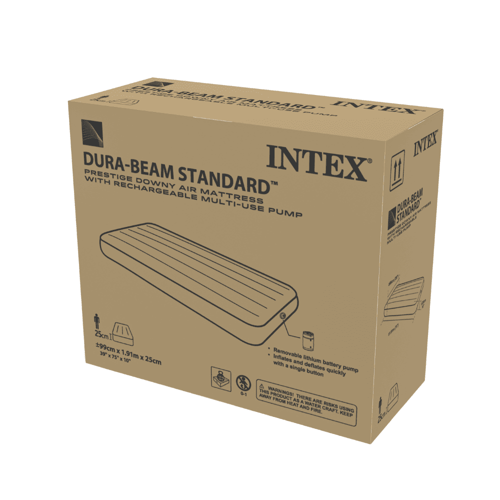 Colchón Inflable Intex 1.5 Plazas 99x191x25 Cm con Bomba Recargable Prestige Downy Airbed-6