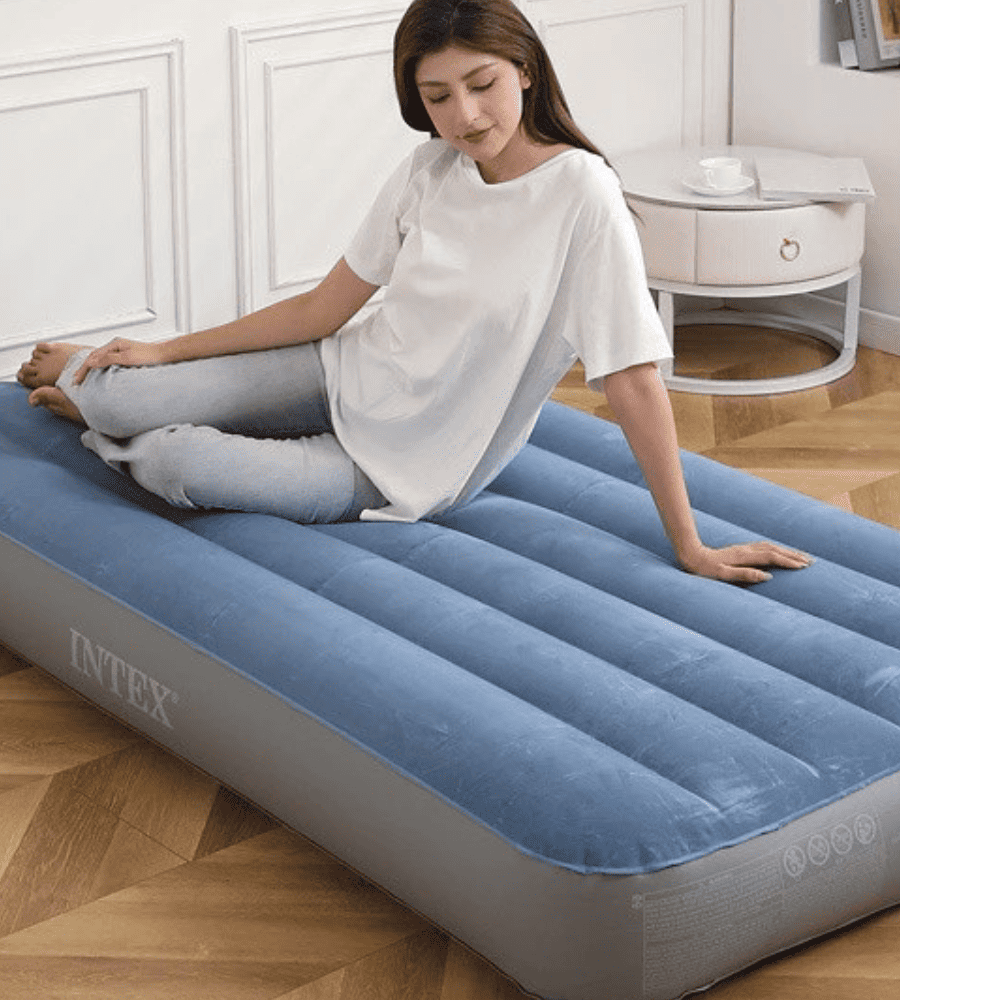 Colchón Inflable Intex 1.5 Plazas 99x191x25 Cm con Bomba Recargable Prestige Downy Airbed-8