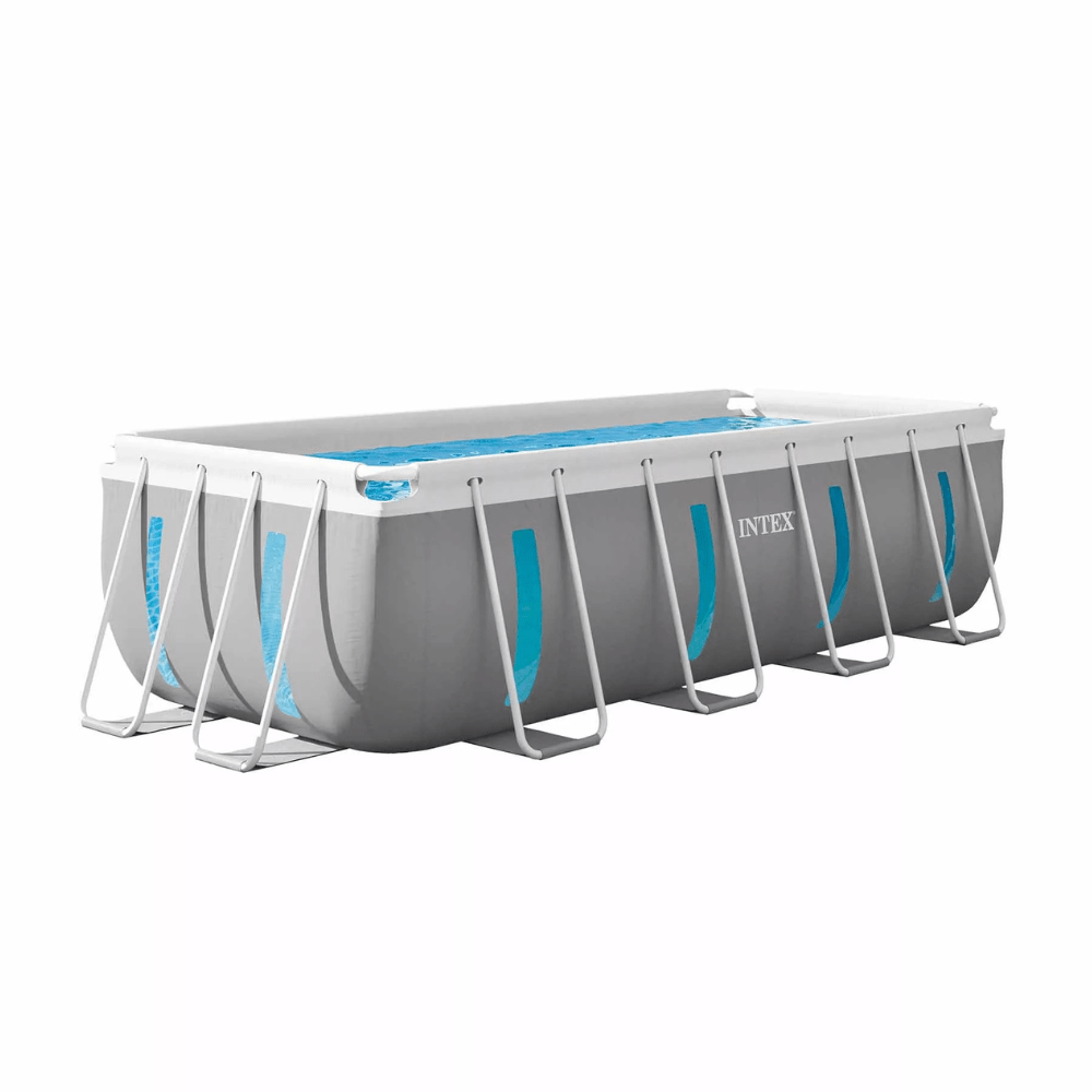 Piscina Estructural Intex Prisma Frame Clearview Set 400x200x122 Cm + Bomba + Escalera + Cobertor + Base-4