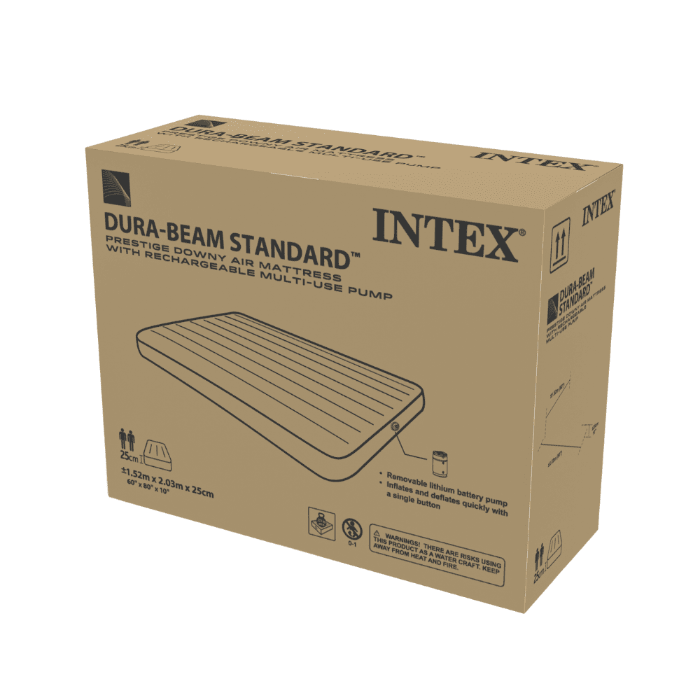 Colchón Inflable Intex 2 Plazas 152x203x25 Cm con Bomba Recargable Prestige Downy Airbed-5