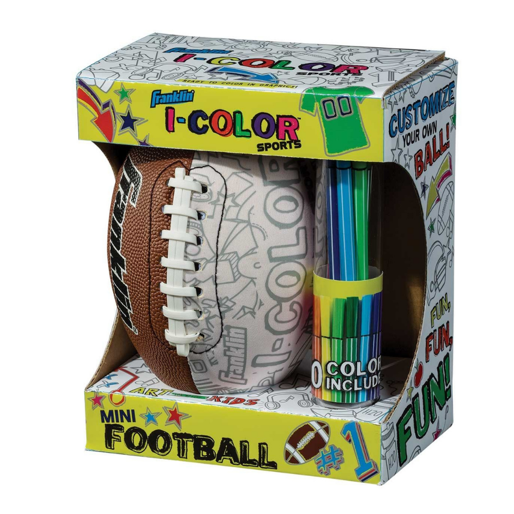 Balón Futbol Americano Pintable Franklin Sports Mini I-Color 10 Lápices-2