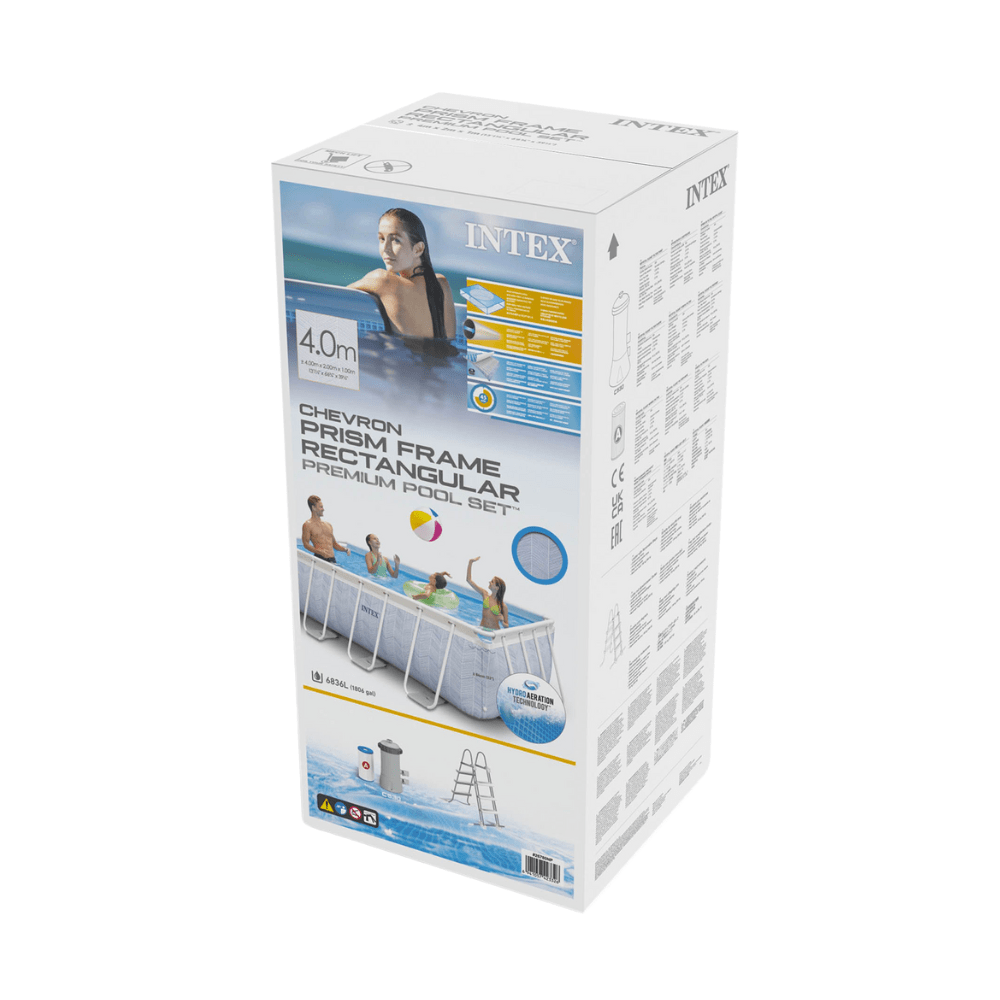 Piscina Estructural Intex Prisma Frame Chevron Set 400x200x100 Cm + Bomba + Escalera-4