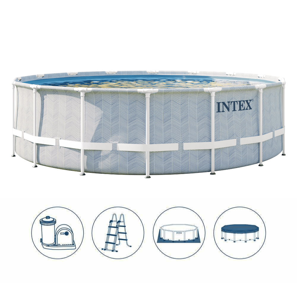 Piscina Estructural Intex Frame Set 488x122 Cm + Bomba + Escalera + Cobertor-2