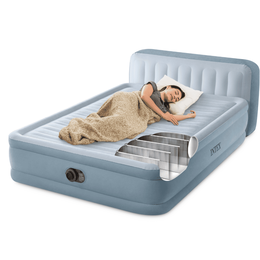 Colchón Inflable Eléctrico Intex 2 Plazas 152x203x46 Cm Respaldo Queen Plush Headboard-4
