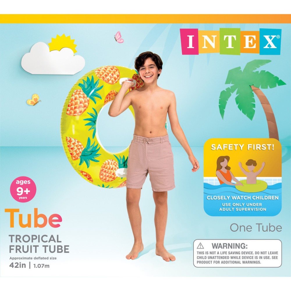 Flotador Inflable Redondo Intex con Sujetadores 107 Cm Piña-2