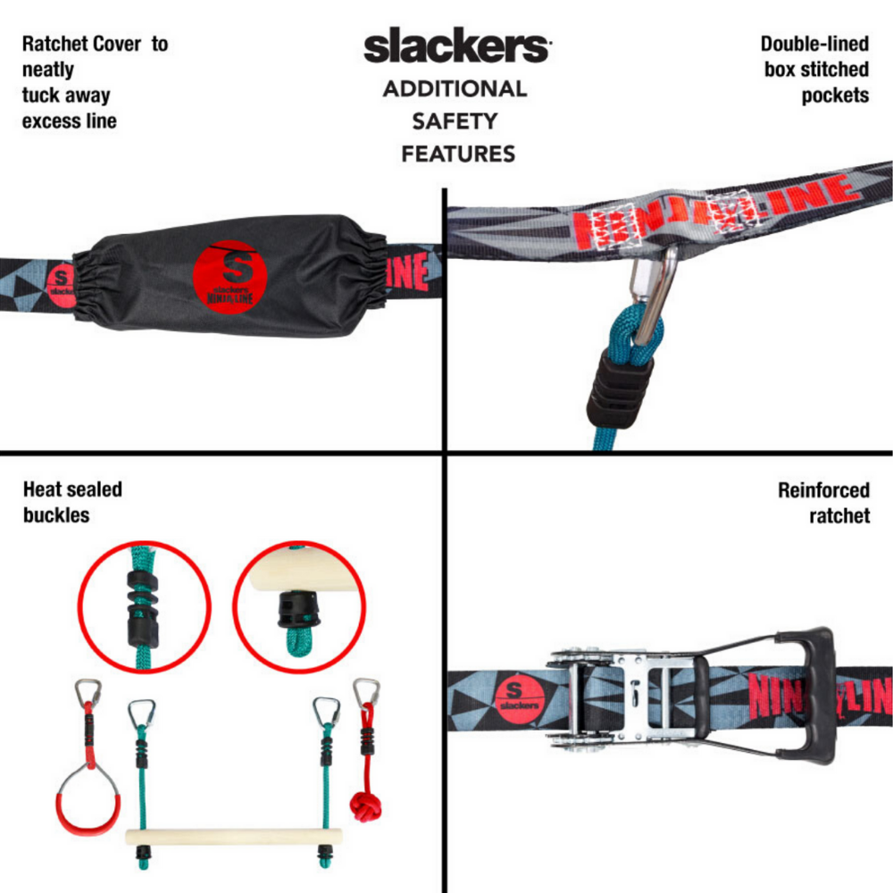 Set de Juego Obstáculos Ninjaline 11 m Slackers Intro Kit 36 Ft-8