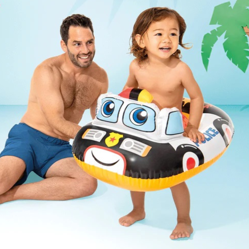 Flotador Inflable Bebé Intex Auto de Policía Capacidad 15 Kg Kiddie Float-2