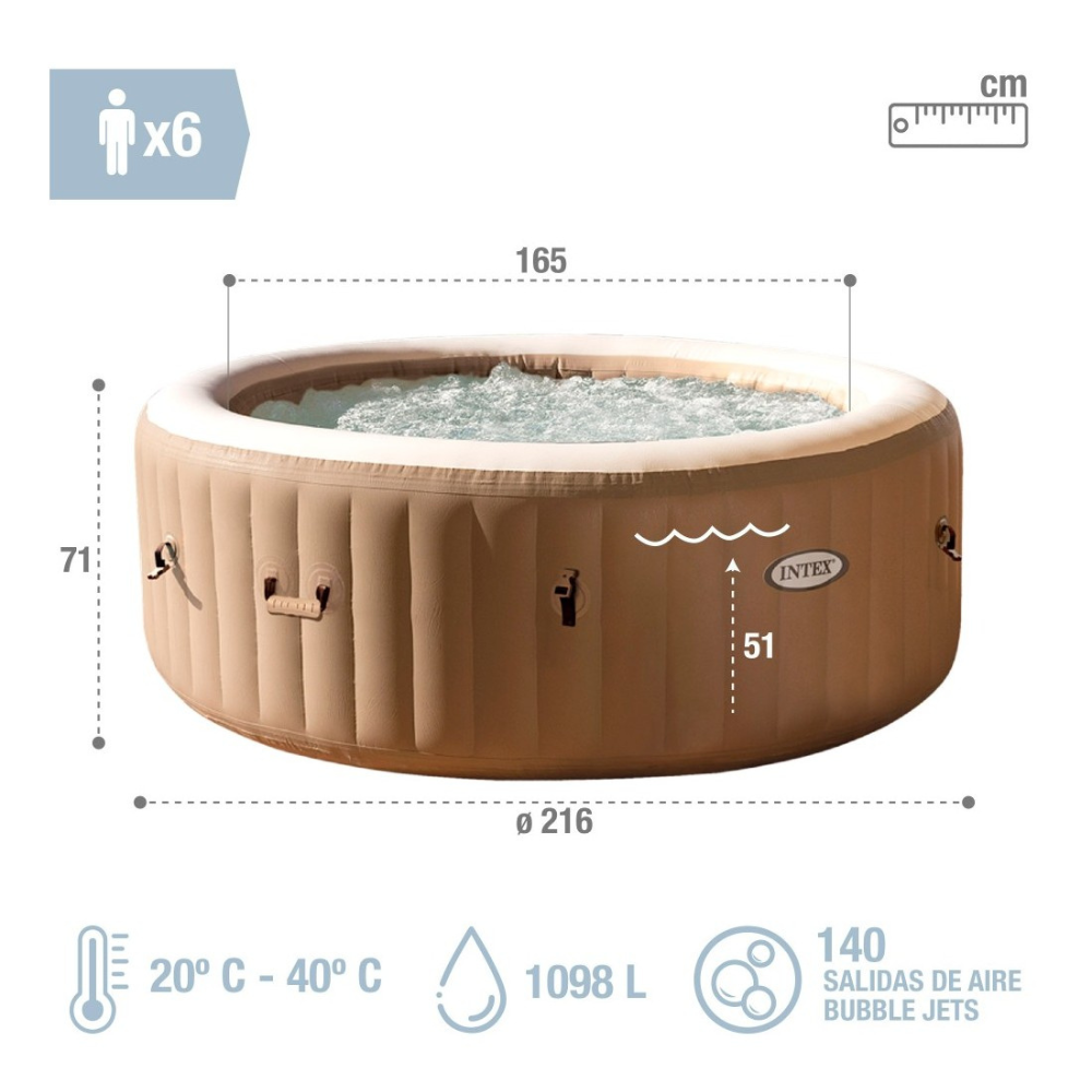 Spa Hot Tub Inflable Intex Bubble Massa6 Personas-2