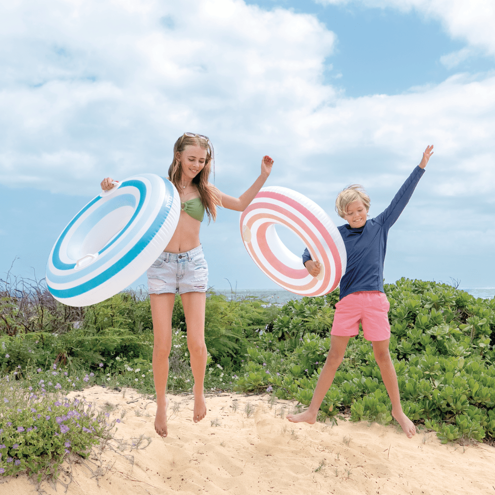 Flotador Inflable Redondo Intex con Sujetadores 91 Cm Striped Dreams Azul -4