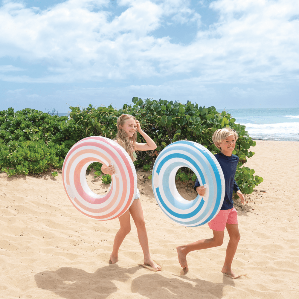 Flotador Inflable Redondo Intex con Sujetadores 91 Cm Striped Dreams Azul -5