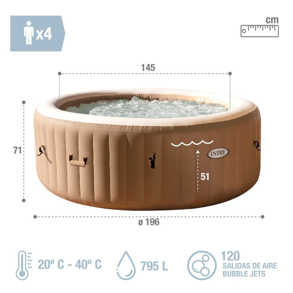 Spa Hot Tub Inflable Intex Bubble Massa 4 Personas-2