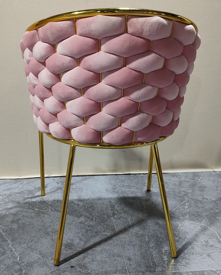 Poltrona de Terciopelo Rosa Acolchada Estilo Glam-2