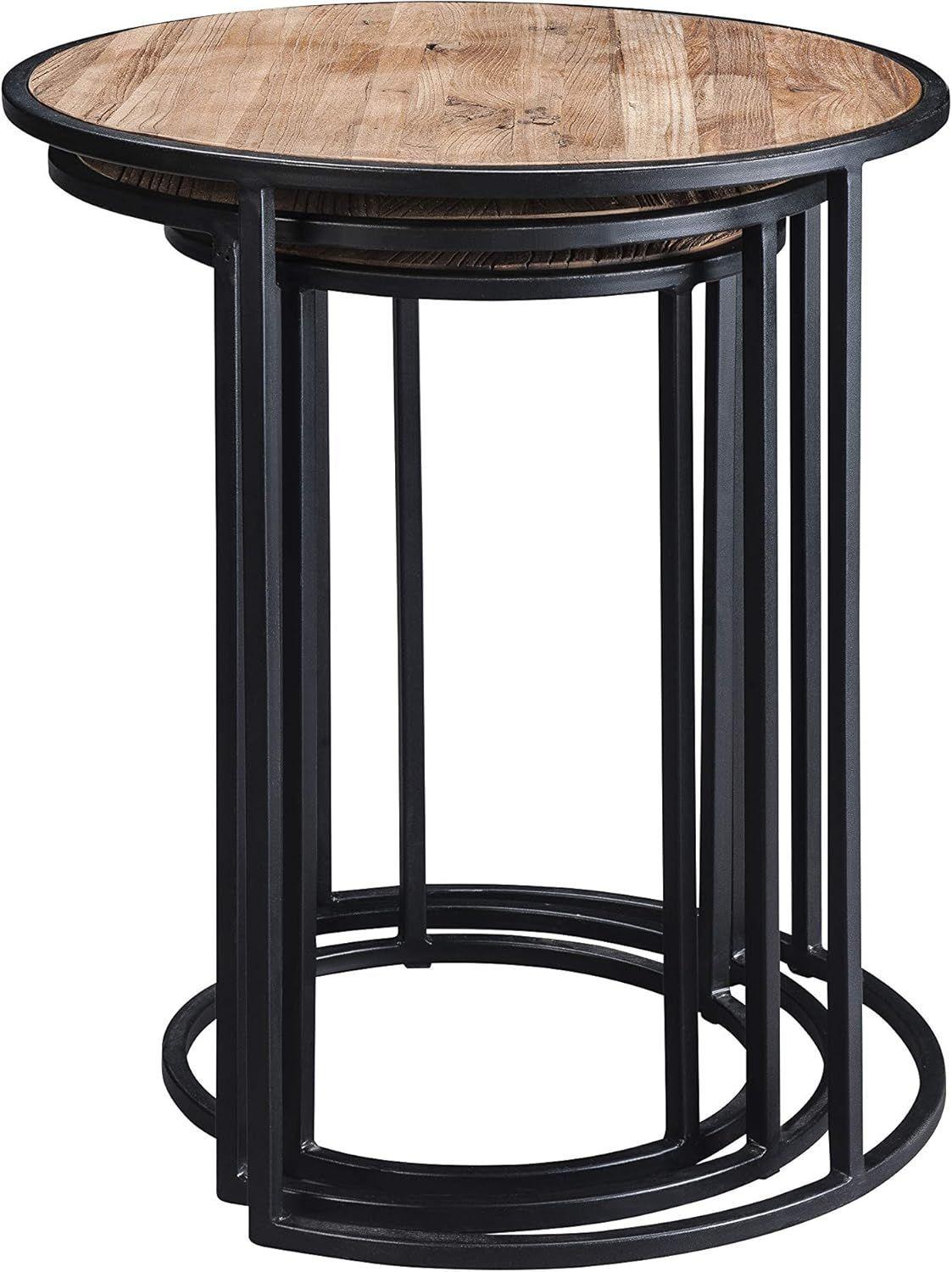 Set x3 Mesas Nido Circulares con Cubierta de Madera-2