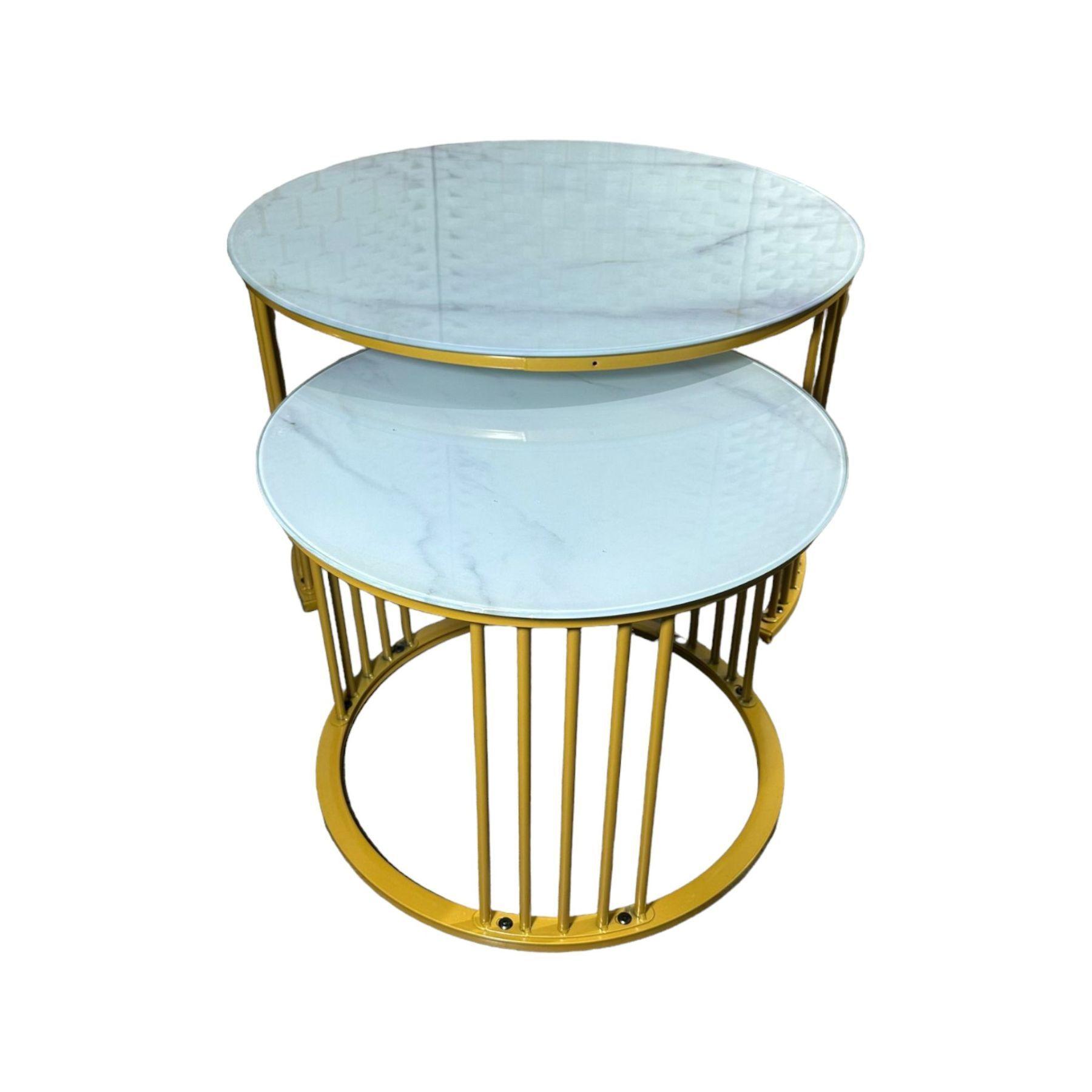 Mesa Tipo Nido Estilo Mármol en Vidrio 70x40 y 50x38 cm-2