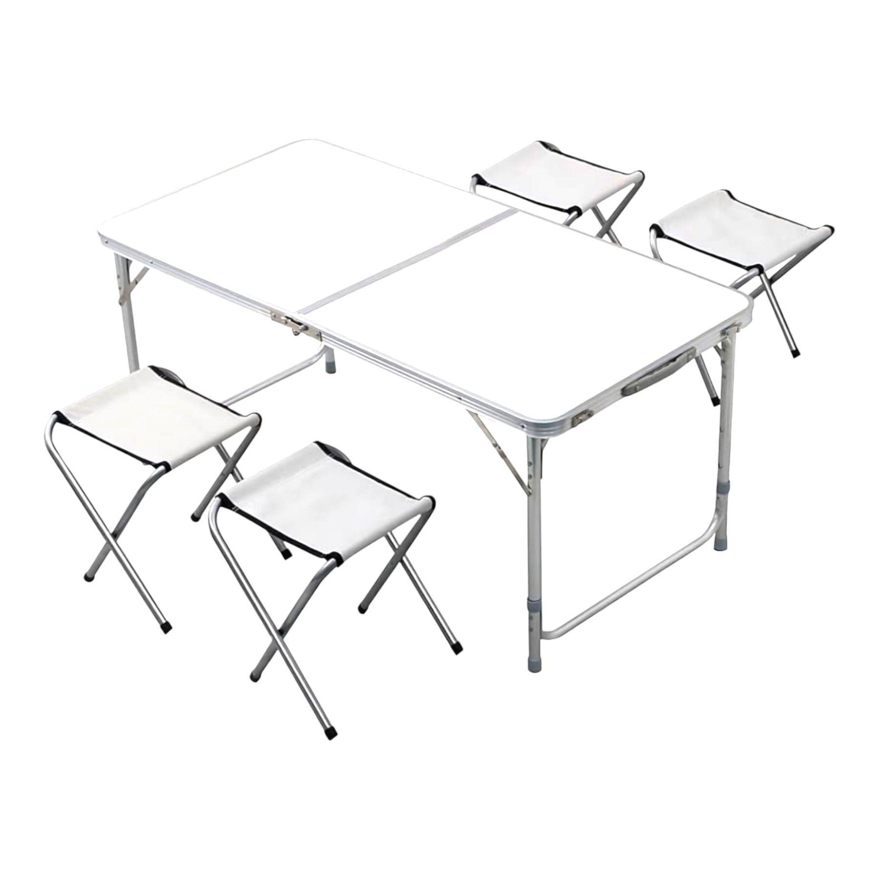 MESA ALUMINIO PLEGABLE 120x60x74 BLANCA + 4 PISOS-0