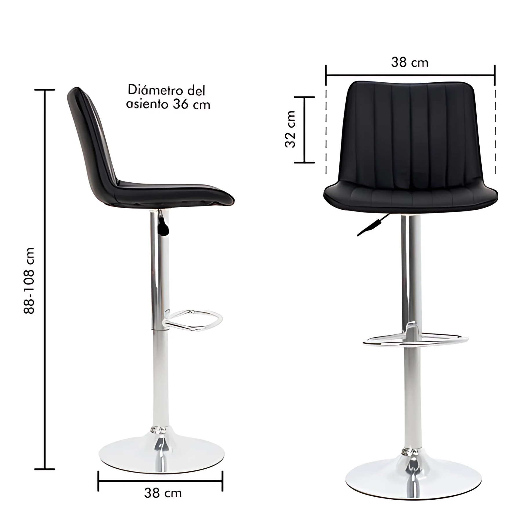 PACK X2 SILLA BAR VERONA AJUSTABLE CON REPOSAPIES NEGRO-2