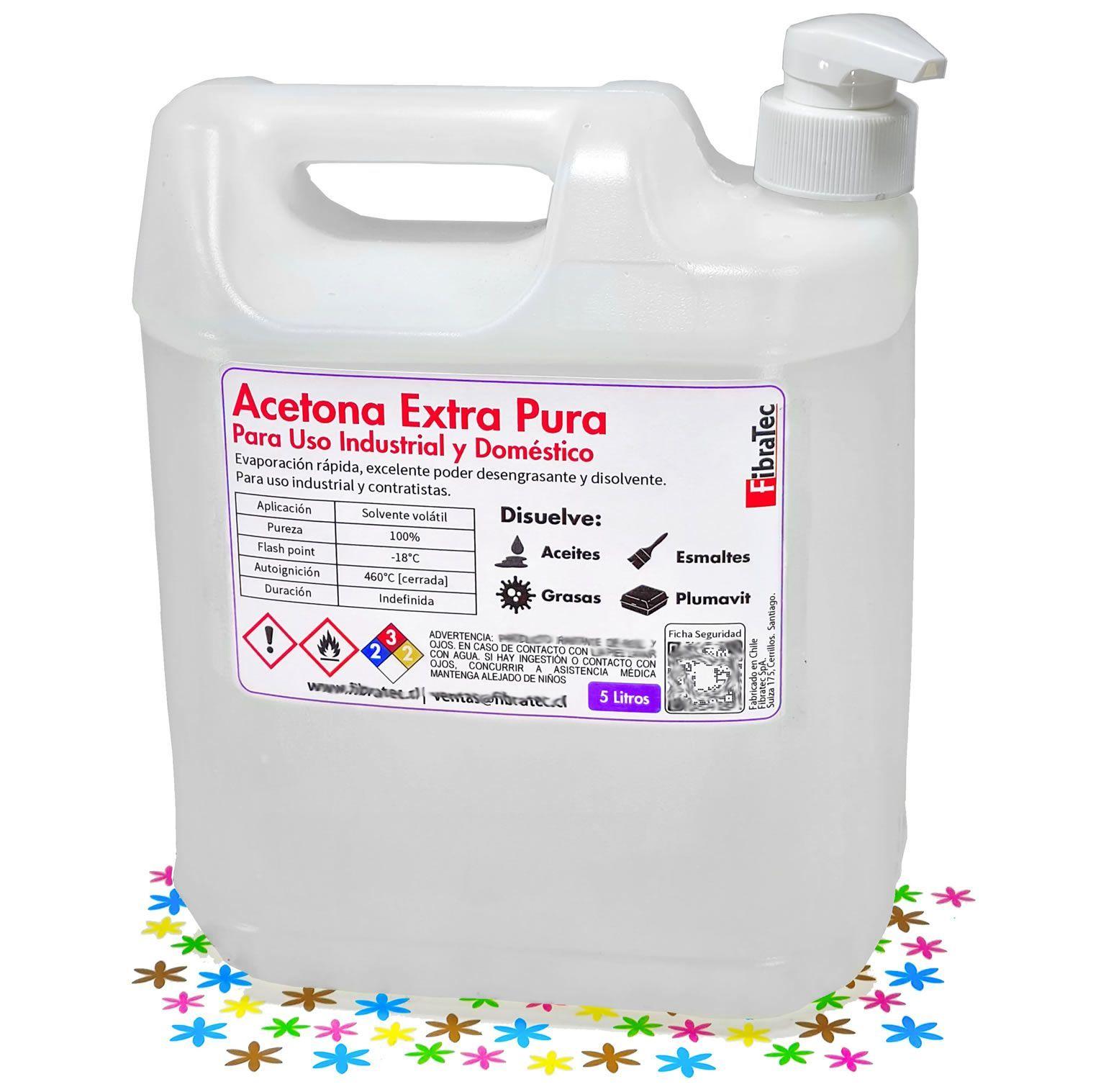 Acetona 100% Pura Acs + Dosificador Y Tapa Rosca. 5 litro-1
