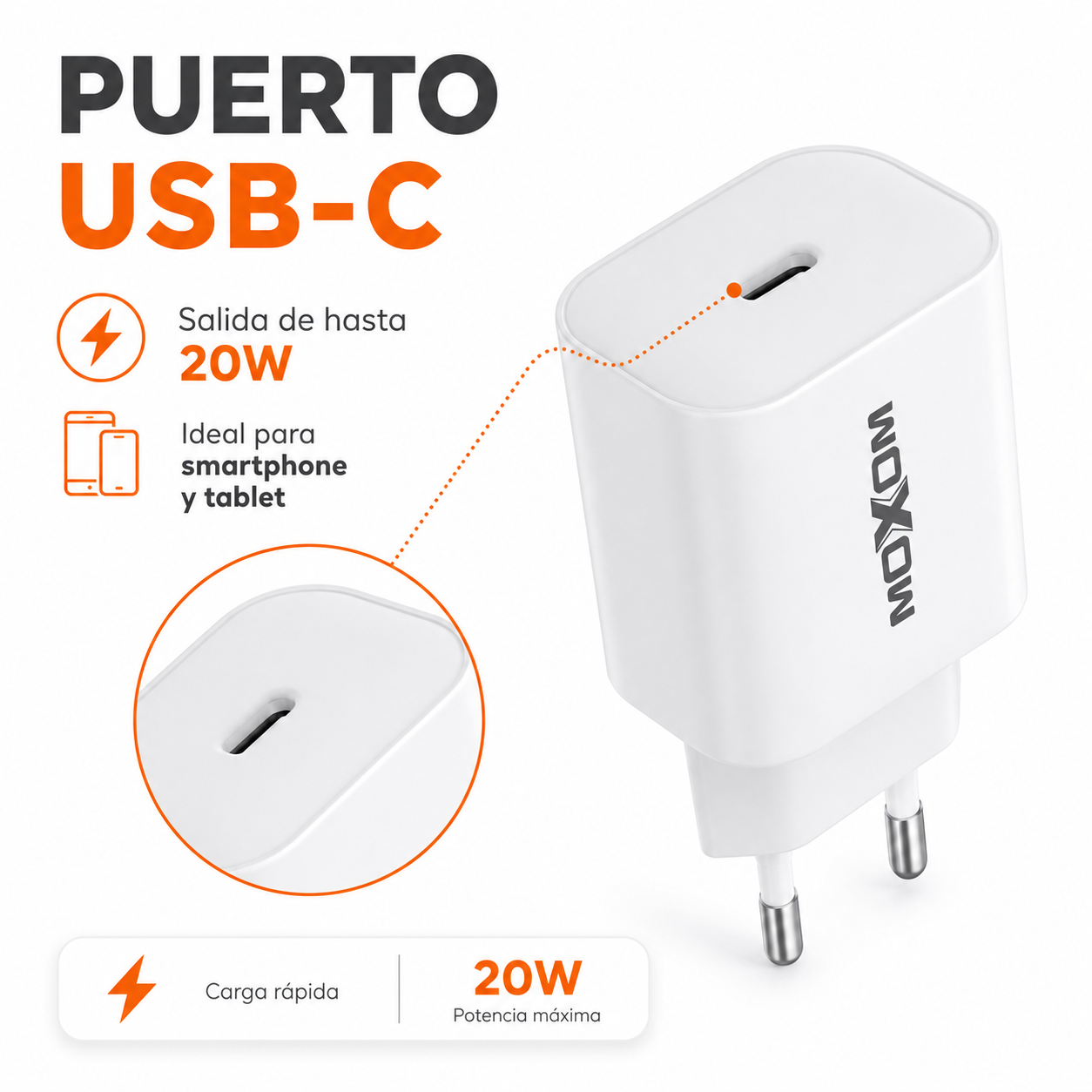 Cargador R pido Moxom MX T128 20W USB C Power Delivery-3