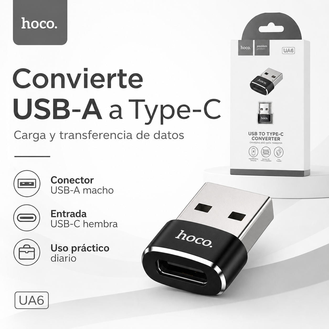 Adaptador Usb Tipo A A Usb C Hoco Ua6 Premium-2