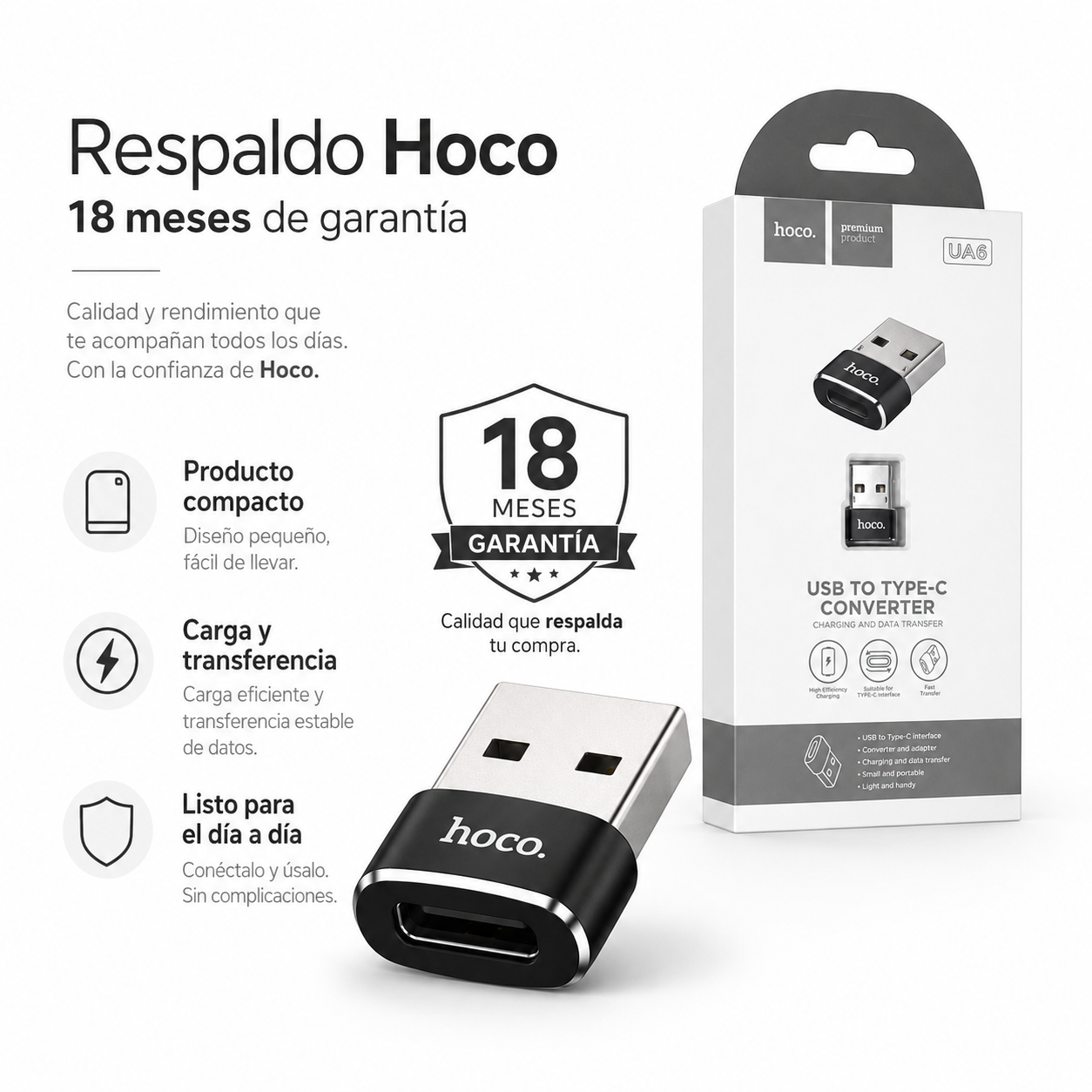 Adaptador Usb Tipo A A Usb C Hoco Ua6 Premium-8