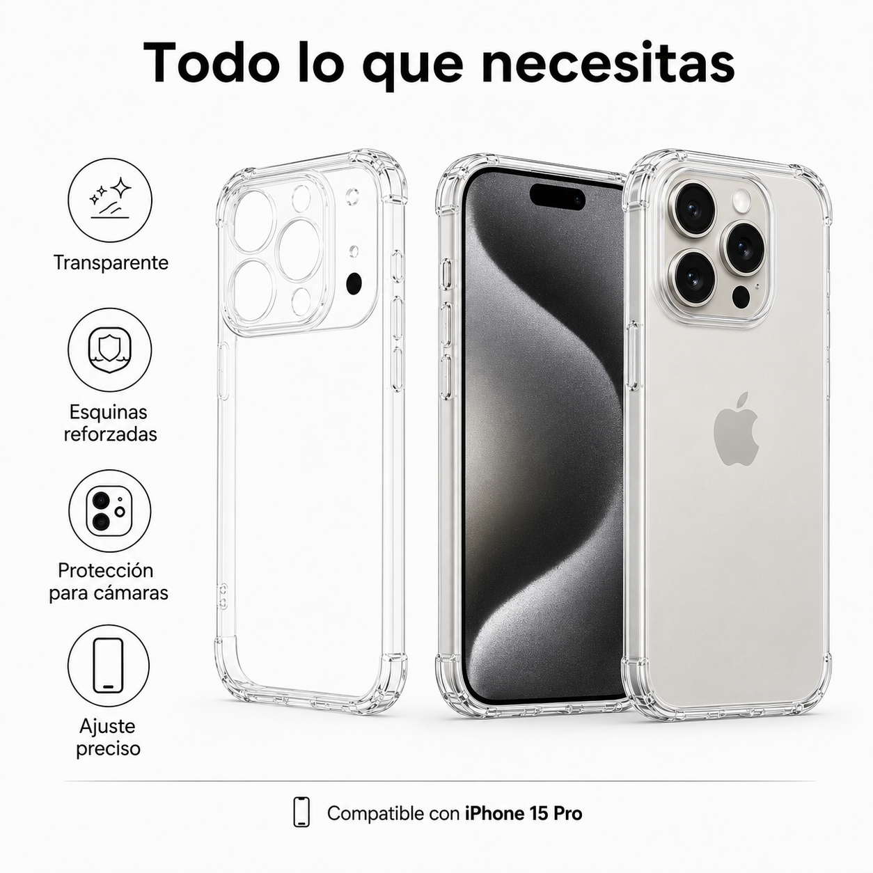 Carcasa Transparente Slim para iPhone 15 Pro-7