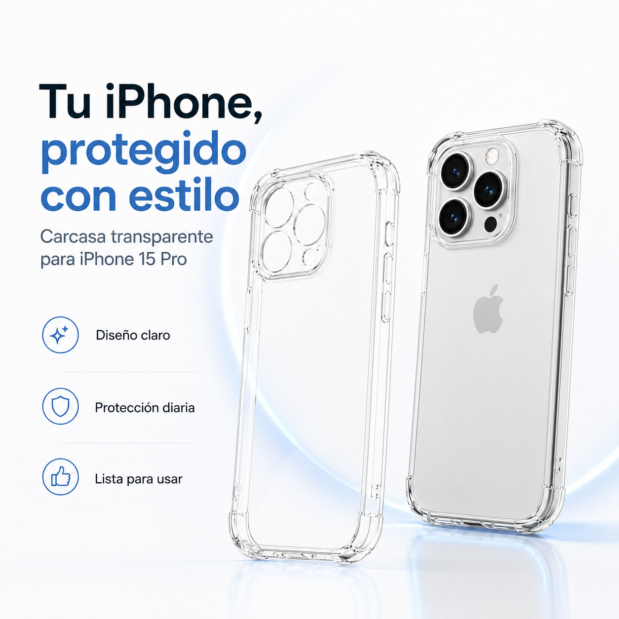 Carcasa Transparente Slim para iPhone 15 Pro-8